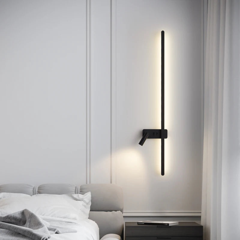 lampe murale moderne 92cm noir blanc vis fixation chambre salon entree