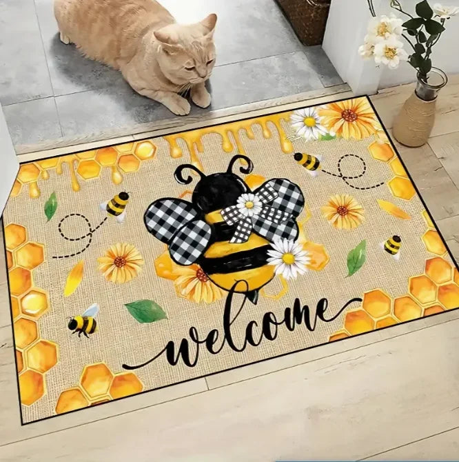 tapis sol multicolore fleurs abeilles pissenlits fraises moderne salon salle bainextérieur résistant décoloration