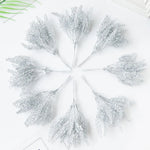 décoration naturelle bouquet séché vert clair gris argenté feuilles fines rustique exposition intérieure extérieure