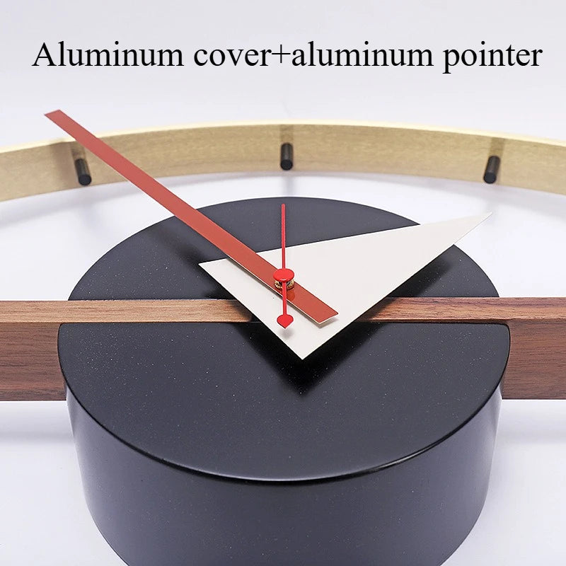 horloge murale moderne or noir bois quartz aiguille minimaliste lignes courbesDecorationMuraleSalleToileUnique