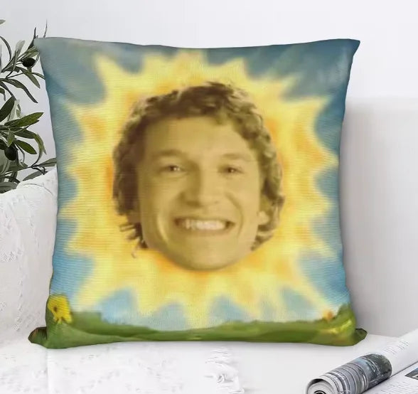housse coussin carré moderne soleil jaune blanc respectueux environnement 45cm 45cm maison hospitalière