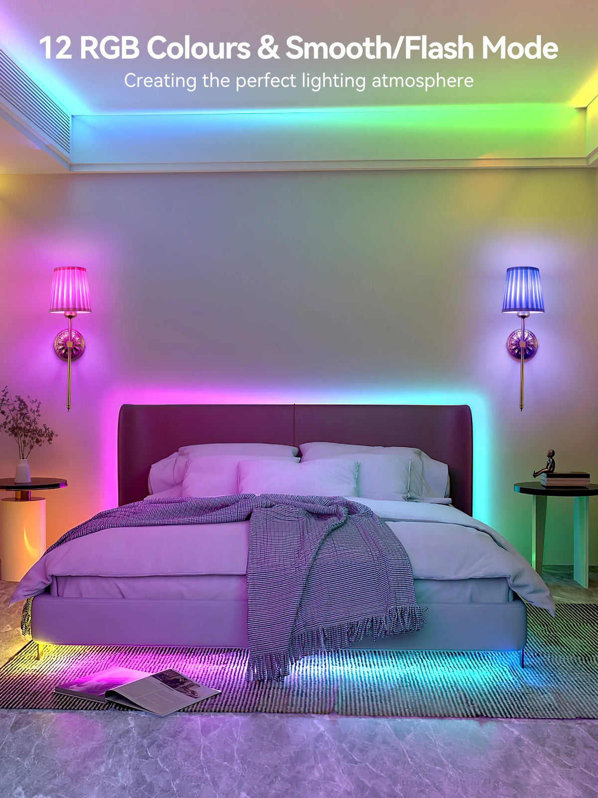 lampe murale or rechargeable télécommande éclairage rgb moderne chambre coucher