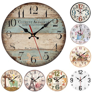horloge murale vintage motif floral tour eiffel beige bleu rouge vert blanc