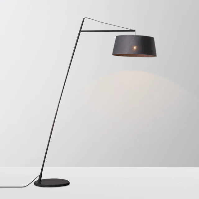 lampe sol moderne gris métallisé base solide interrupteur tactile ampoule e27 filaire 190cm
