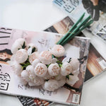 Pivoines artificielles en soie bleue pour décoration d'intérieur