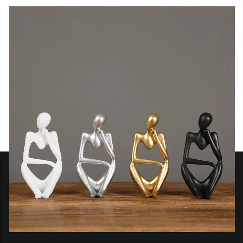 décoration intérieure moderne abstraite résine thinker statues noir doré argenté vases boisclair artworks