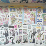 sticker kawaii personnages animés fille piscine guitare autocollants décoratifs carnet journal intime scrapbook
