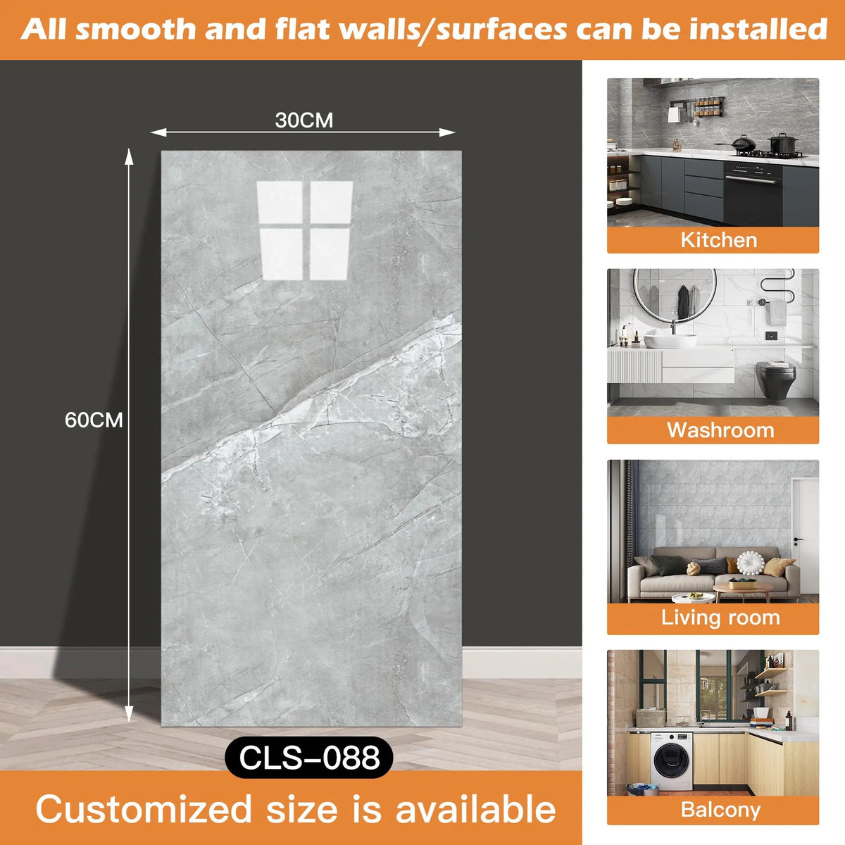 panneau decoratif mural marbre gris clair moderne adhésif imperméable resistant rayures tache d'eau cuisine