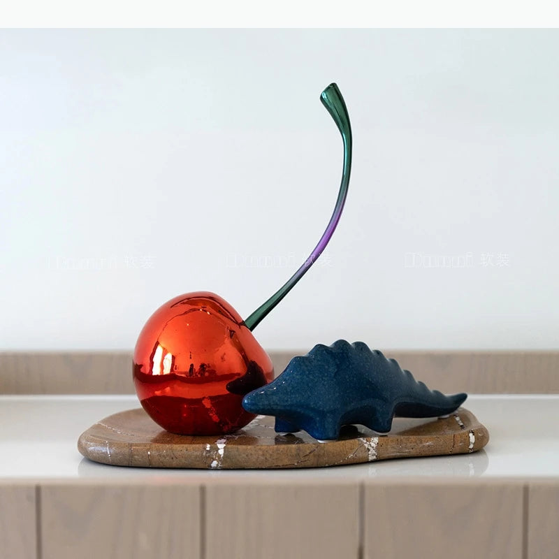 décoration intérieure dinosaure cerise rouge moderne plateau bois erotique