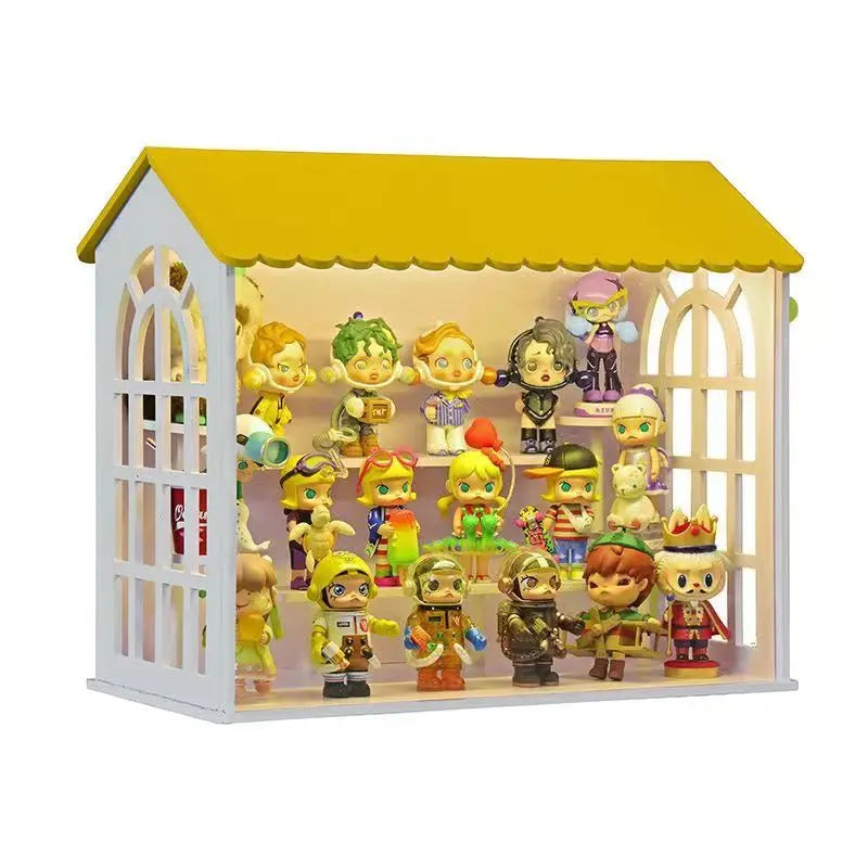 Détail du design de maison avec toit du présentoir rangement jouets