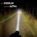 lampe torche rechargeable led intense 2000 lumens 500m portée texturée noire moderne