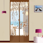 rideau porte magnétique violet fleurs oiseaux moderne anti moustiques polyester facile