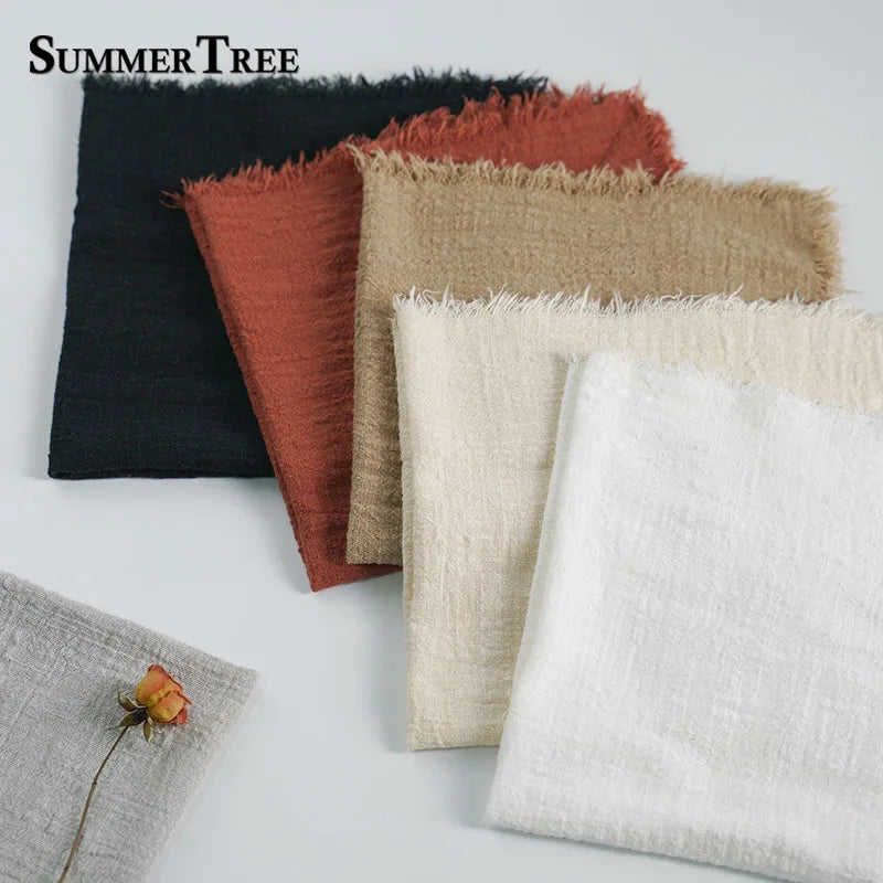 serviettes cuisine rustiques coton noir orange beige blanc rose pâle franges rustic naturel