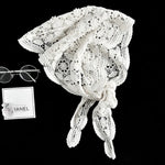 foulard dentelle bohème blanc noir beige floral transparent ajustable echangement