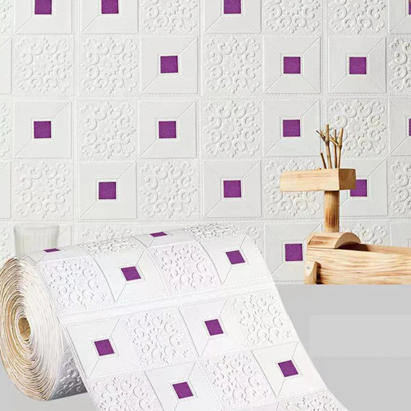 panneau décoratif mural auto adhésif motif floral blanc or moderne salon chambre