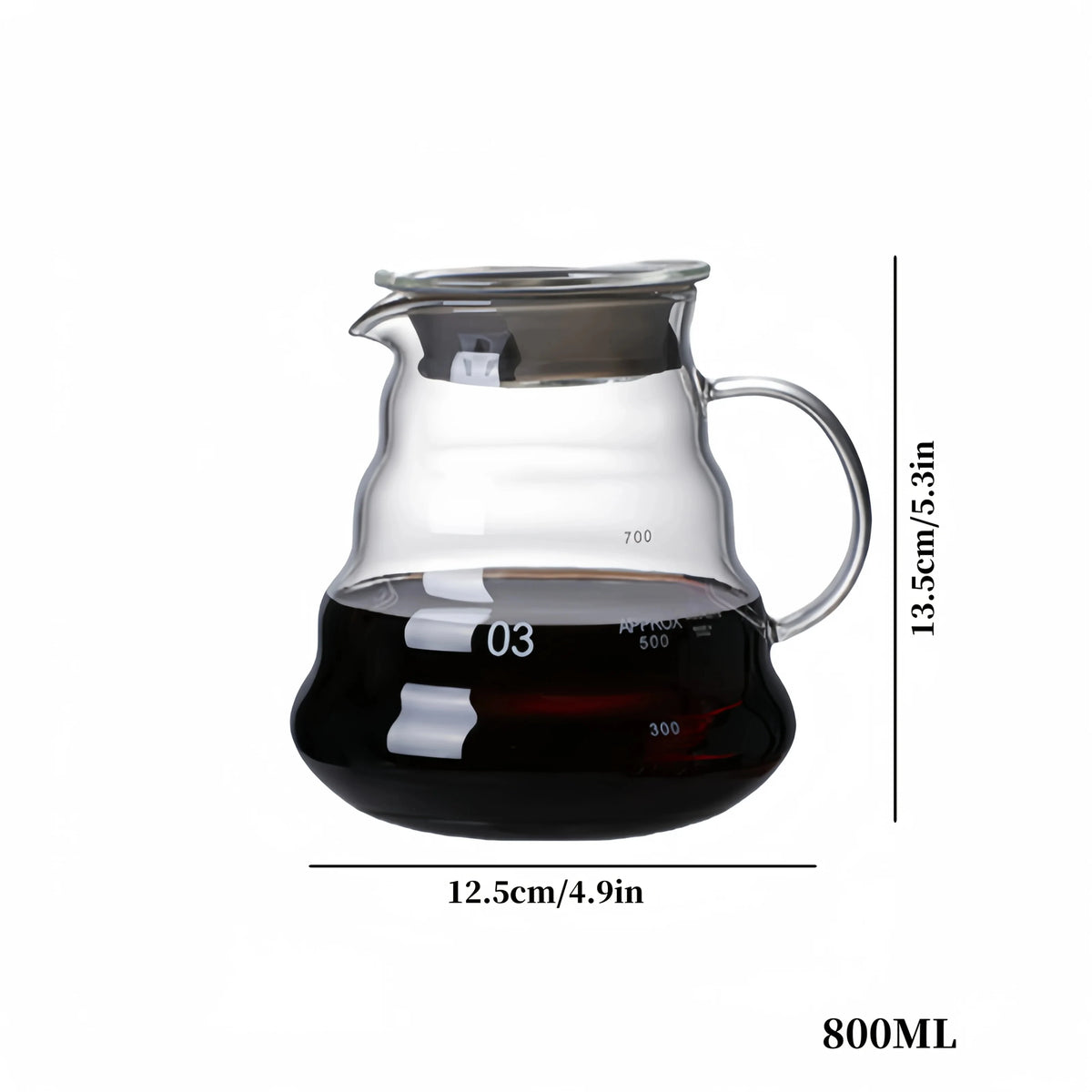 pot filtré transparent moderne texture ondulée clips inclusion filtre papier poignée base support