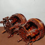 présentoir bois rose vintage figurines dragons thé plateau concave sculpté décoration maison