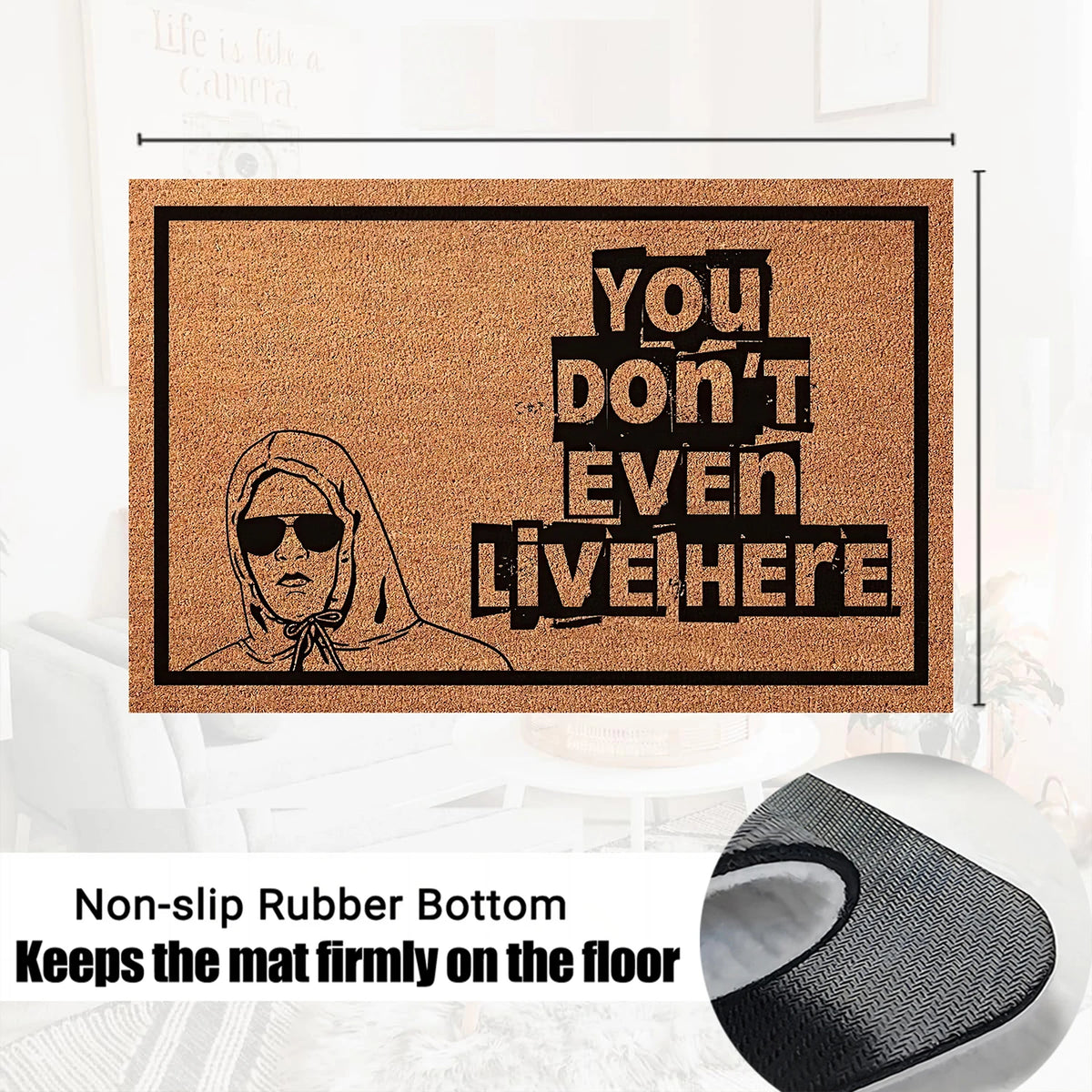 tapis d'entrée marron noir antidérapant résistant antibactéries moderne texture naturelle graphique 60x40cm