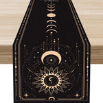 table chevet chemin table lin noir motifs astraux boho mystique dimensions variables