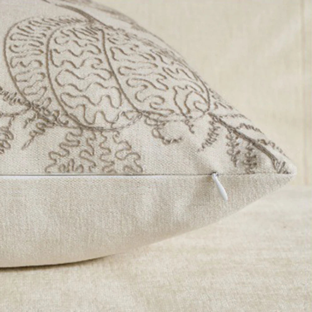 taie d'oreiller jacquard brodé feuille d'érable orange beige maison décoration halloween thanksgiving moderne sans
