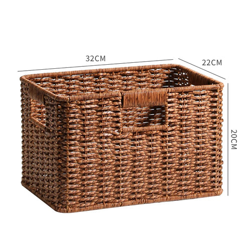 panier rangement tissé marron clair moderne poignées respectueux environnement 57x37x33cm