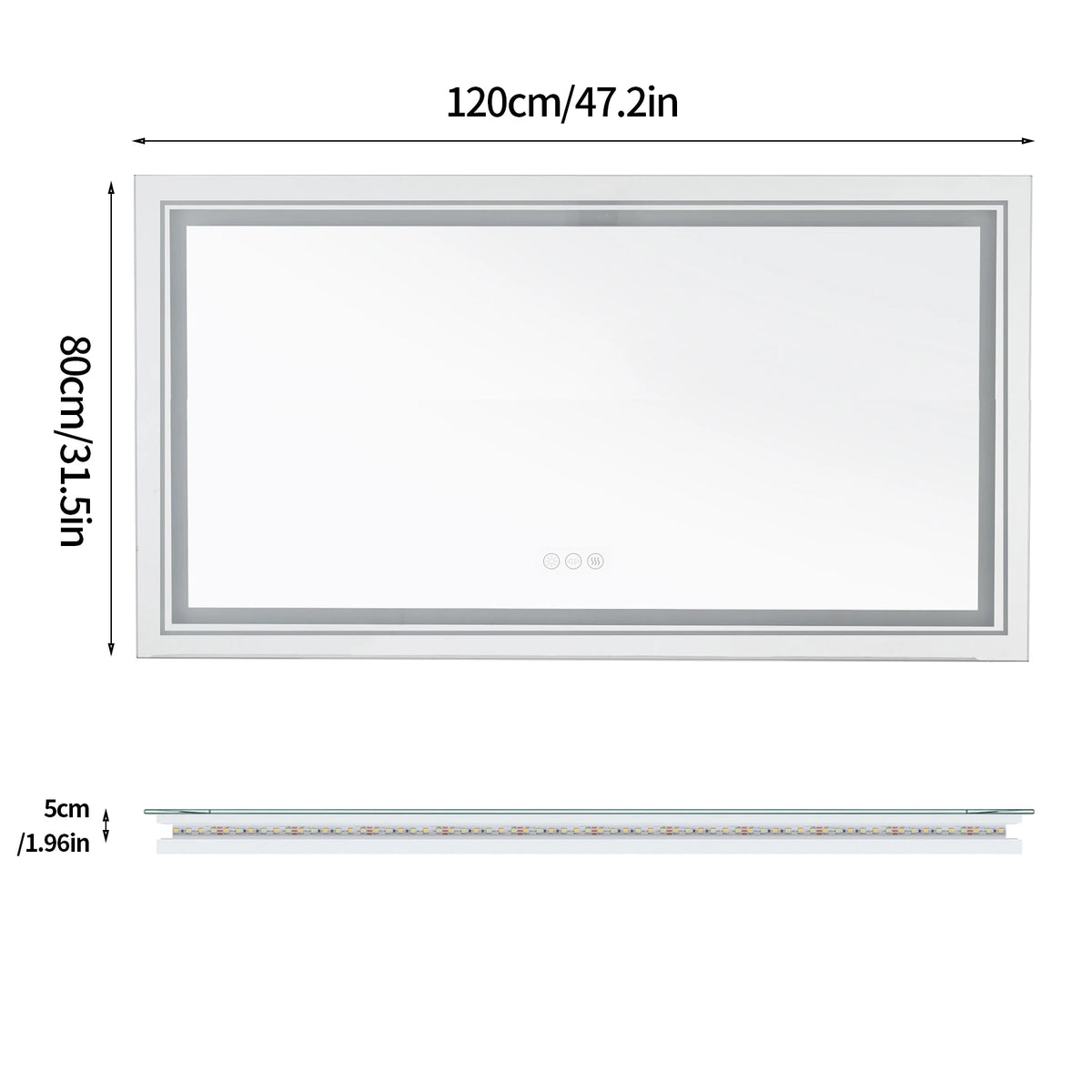 miroir lumineux moderne blanc mat anti buée éclairage led réglable tactile