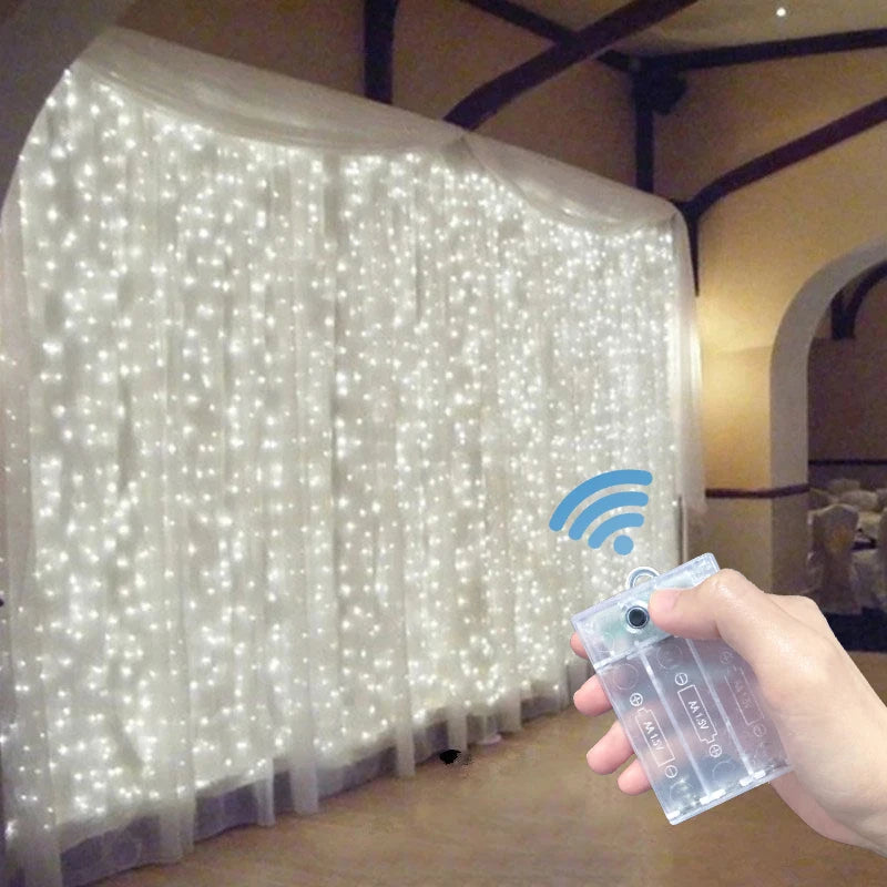 guirlande lumineuse rideau 6m 3m multicolore blanc chaud décoration mariage fête maison led 100