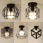 Lampe industrielle moderne métal noir structure géométrique éclairage intérieur E27