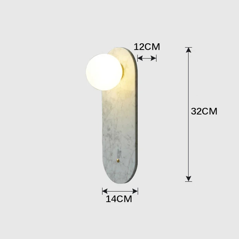lampe murale marbre moderne vert gris blanc ampoule 14x32cm