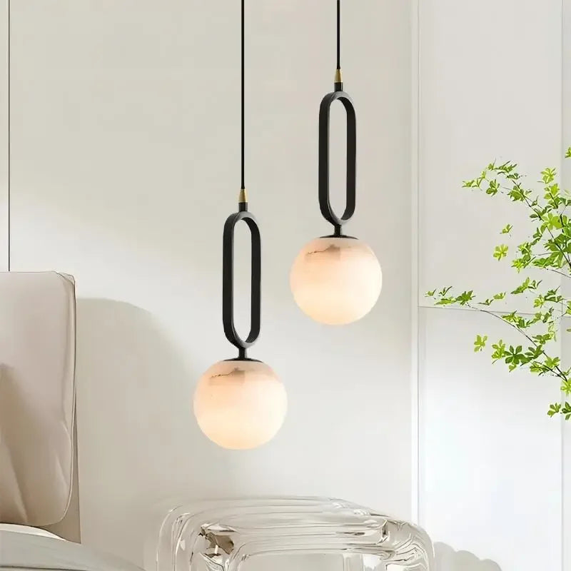 lampe suspension cuivre moderne salon étude chambre éclairage contemporain opacité texture mat noir beige