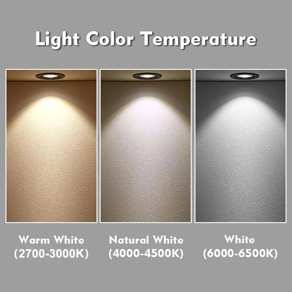 projecteurs led spots argent blanc noir 12v modernes 3w opaques industriels ccs certifications rohs