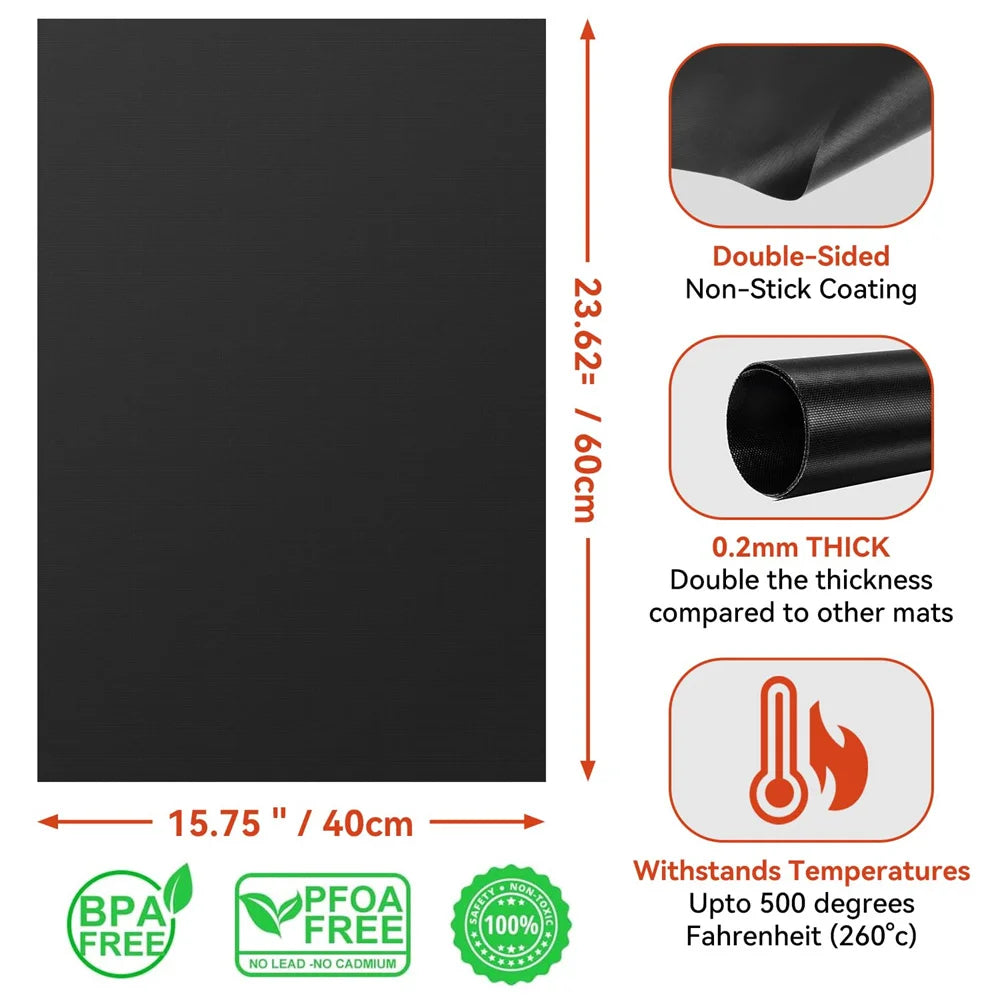 tapis four antiadhésif teflon résistant chaleur noir moderne 40x33cm 58x41cmversible