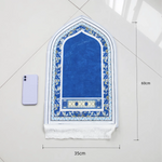 tapis prière musulman polyester antidérapant motifs floraux moderne bleu vert noir blanc usage maison