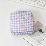sac cosmétique moderne polyester quilted noir blanc rose bleu poudre compacte serviettes hygiéniques brosse