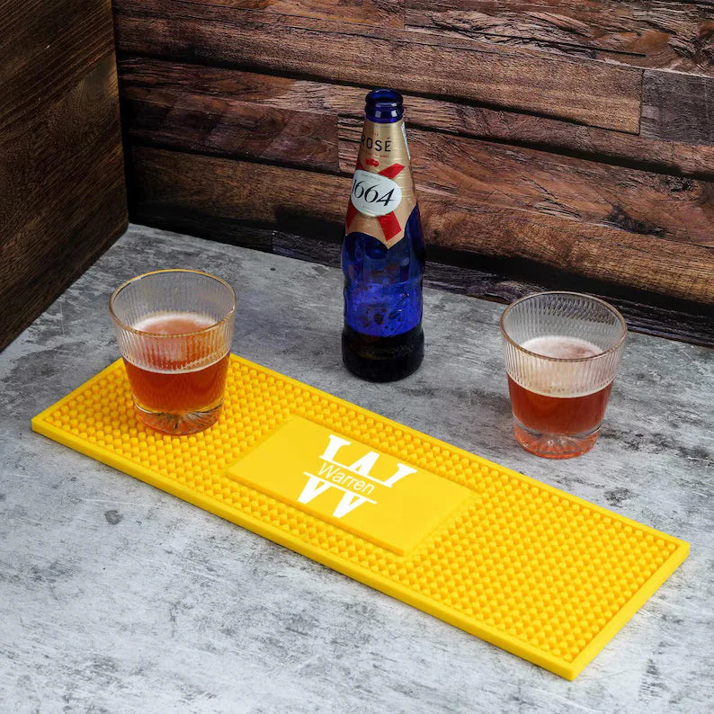 tapis bar personnalisable résine texturée noir moderne sous verre maison barman cadeau adulte