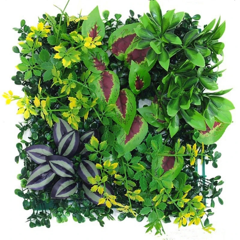 panneau mural plantes artificielles herbe verte fleurs blanches décoration jardin extérieur mur extérieur décoratif