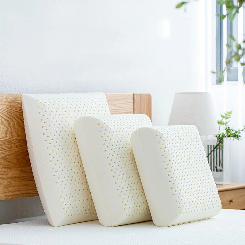 coussin latex naturel polyester blanc perforé contemporain 40x40 40x60 45x45
