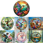 décoration extérieure oiseau verre soufflé art deco multicolore cordelette fleurs transparent