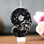 bougies chiffres paillettes noires festives anniversaire mariage décoratives numérotation festive