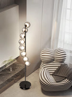 lampe sol moderne argentée noir sphères translucides câble électrique led haute qualité vérification ul