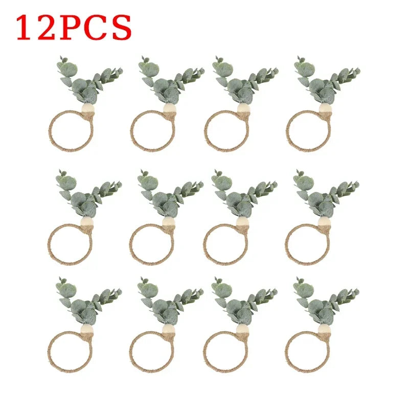 anneaux serviettes bois feuilles eucalyptus rustique naturel decoration table restaurant