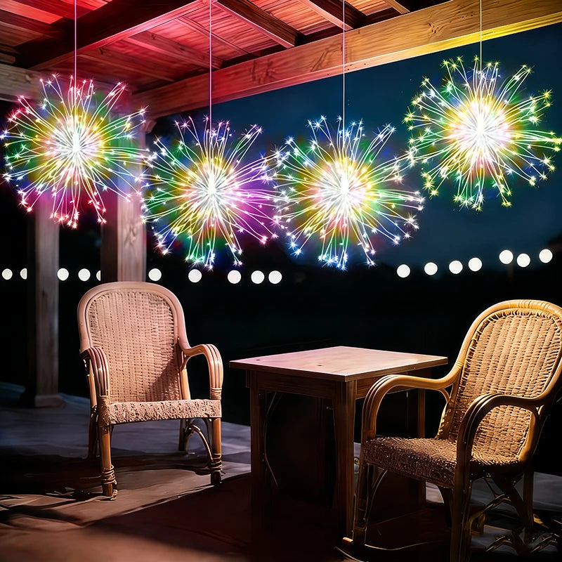 guirlande lumineuse moderne étoiles lumineuses blanc doré multicolore 240 leds fixations oeilletsextérieur decoration noel