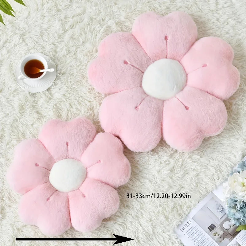 coussin décoratif fleurs arrondies rose blanc moderne doux polyester coton 32cm