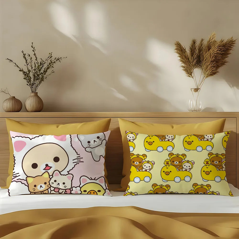 housse coussin animaux mignons rose blanc polyester dimension 12x20in cartoon kawaii chambre salon