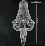 chandelier cristal transparent argenté élégant luxueux baroque suspension diametre 60cm hauteur 120cm