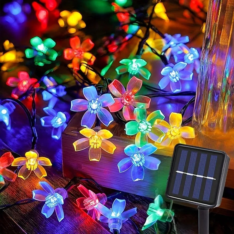 guirlande lumineuse fleurs multicolore moderne extérieure halloween noël décoration jardin camping led solaire