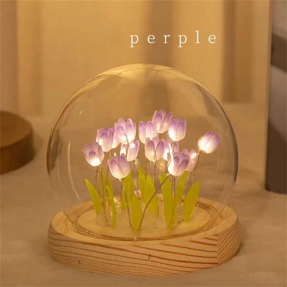 décoration intérieure tulipe verre LED rouge orange verte minimaliste chambre salon festive