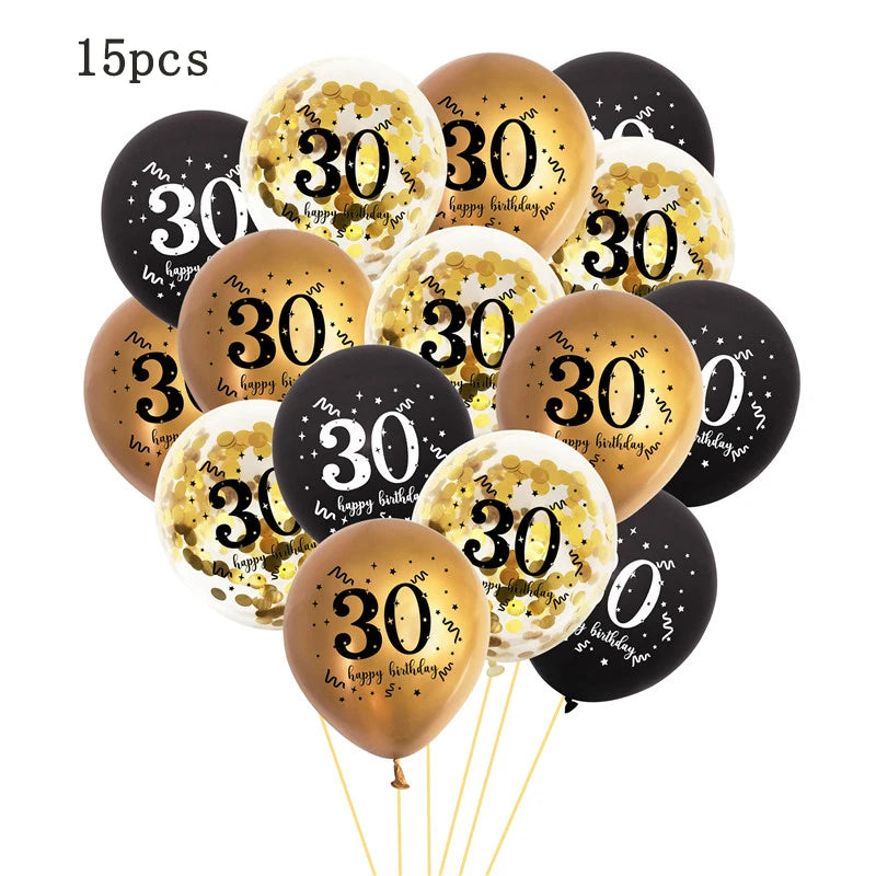 Décoration anniversaire femme avec ballons or noir