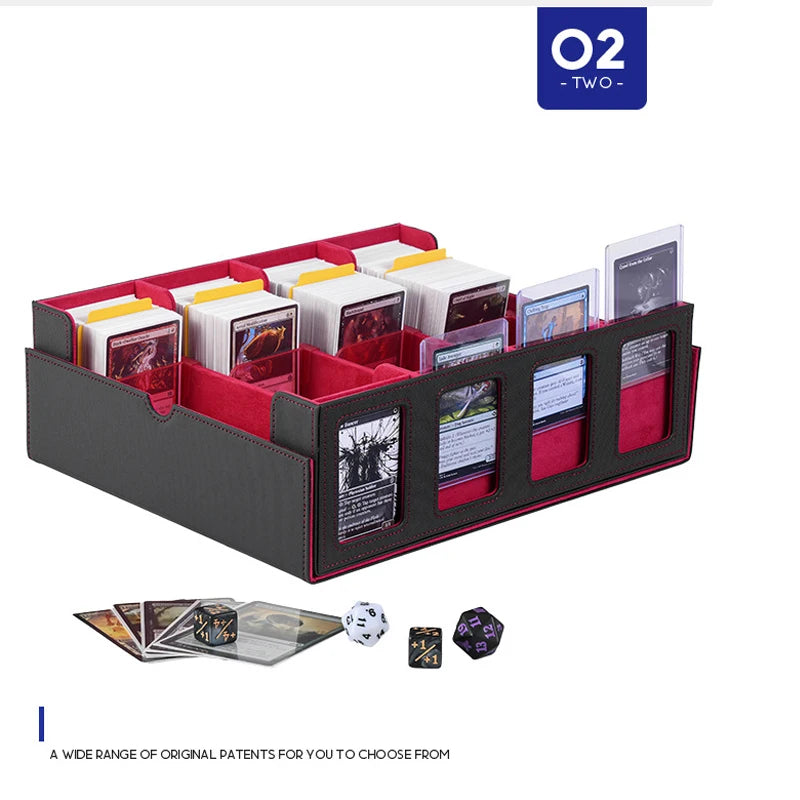 boîte rangement cartes collection 3000 capacités aimants 12 pochettes noir rouge moderne