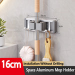 porte balai mural moderne adhésif gris blanc noir Brosse balai gant serviette spray
